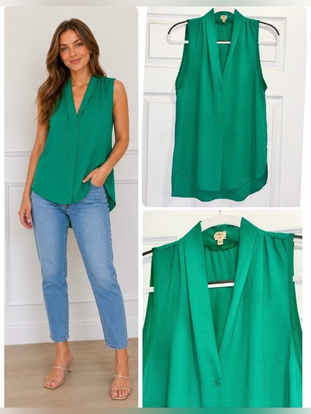 Aritzia Wilfred Nuit Blouse
Sleeveless V/Neck Flowy
Emerald Green Top Size Small